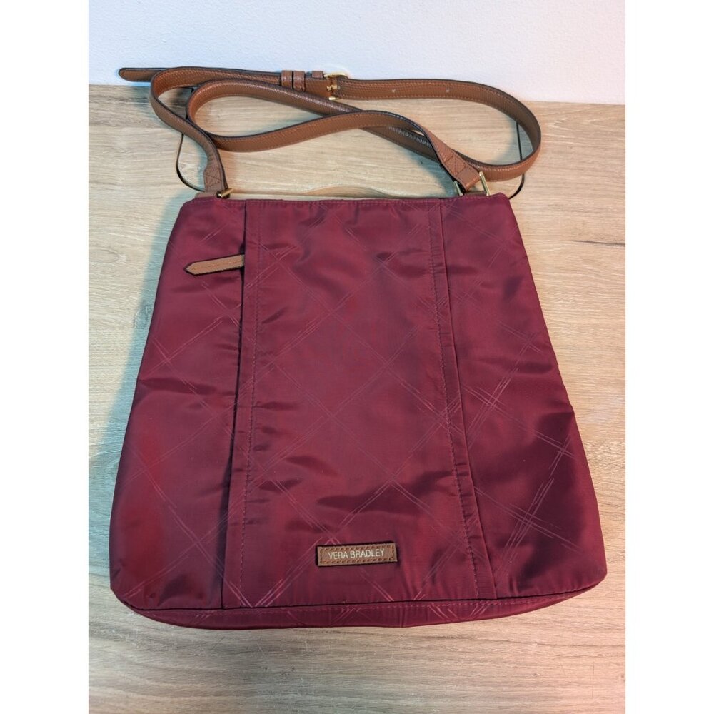 Vera Bradley Preppy Poly Molly Crossbody Handbag Bag Purse Cranberry Burgundy - Picture 2 of 5